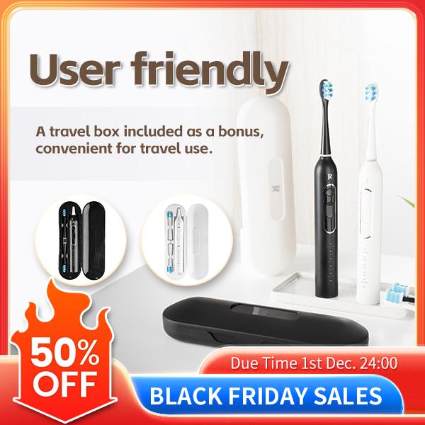 Electric toothbrush + 1 host & 8 3D brush heads + 5 brushing modes+ control vibration frequency  + 39000 times min + travel box + IPX7 waterproof + long battery life