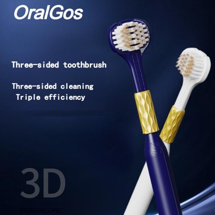 3-Sided Toothbrush - Three Bristle Travel Toothbrush | Modern Triple Angle Toothbrush, Non-Slip Sensory Triple Action Toothbrushes, Multi-Sided Toothbrush for Adult Teeth Care and Gum Care, Tongue coating removal