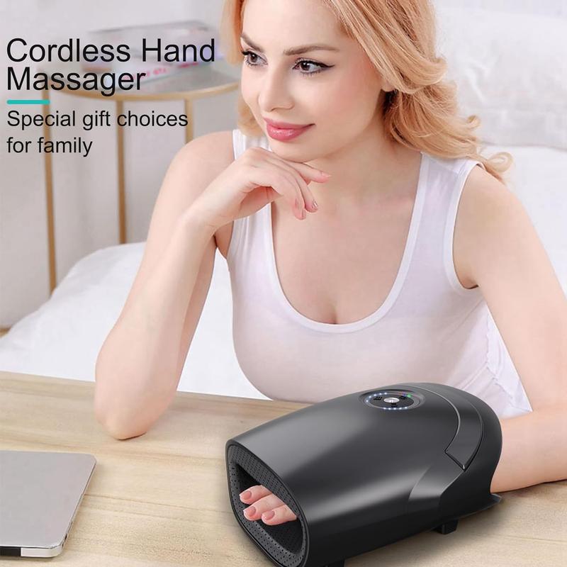 Hand Massager with Heat - Cordless Hand Massager for Arthritis and Carpal Tunnel, Hand,Wrist & Finger Massager with Heat,Arthritis Pain Relief for Hands(Black)