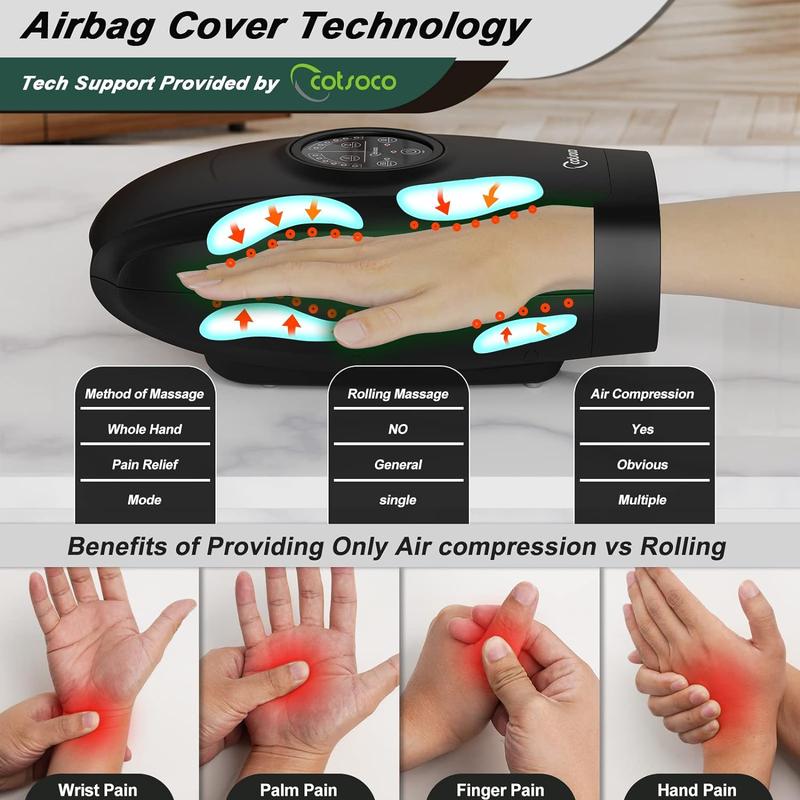 Cordless Electric Hand Massager for Arthritis and Carpal Tunnel Relief, 6 Levels Hand Therapy with Heat and Compression, Finger and Wrist Massager Machine for Pain Relief Gift for Mom Gift for Father