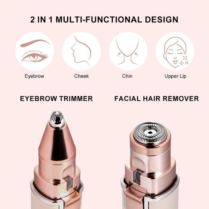 Electric Eyebrow Trimmer, 1 Set Portable 2 in 1 Facial Hair Remover, Lip Facial Body Hair Removal Tool with Led Light, Eyebrow Razor, Facial Hair Care Tool, Personal Care Appliances, Christmas Gift