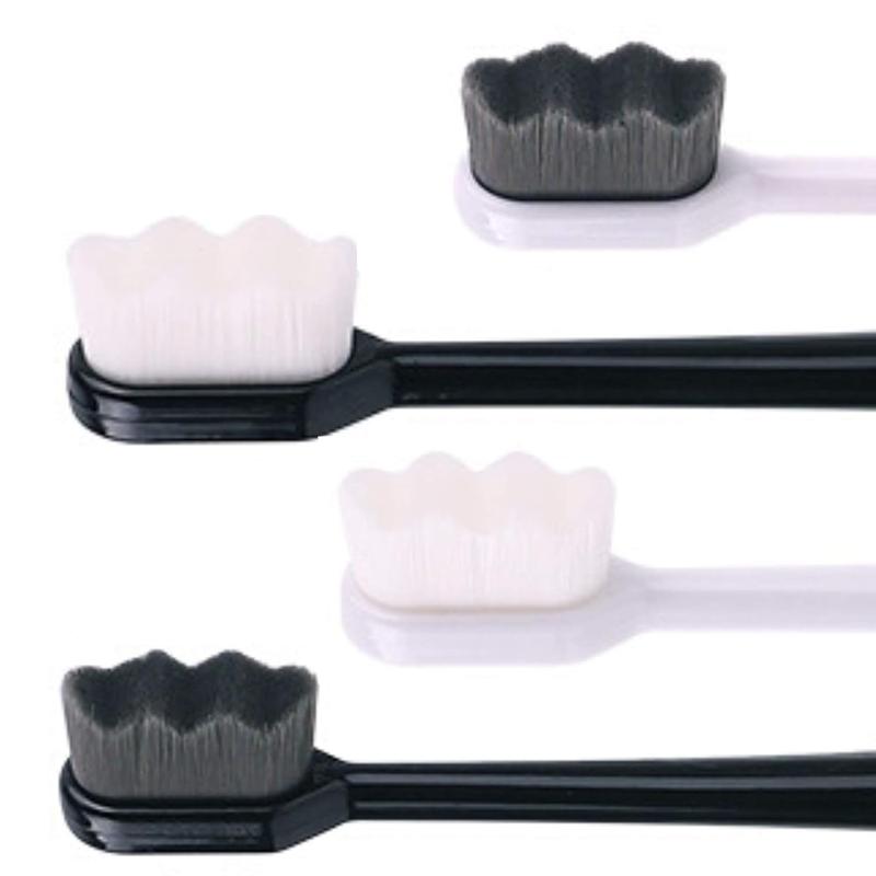 Extra Soft Toothbrush for Sensitive Gums and Teeth. Micro Nano Toothbrushes with 20,000 Ultra Soft Bamboo Charcoal Bristles. Excellent Cleaning Effect (2 pack) (Black Wave Bristle)