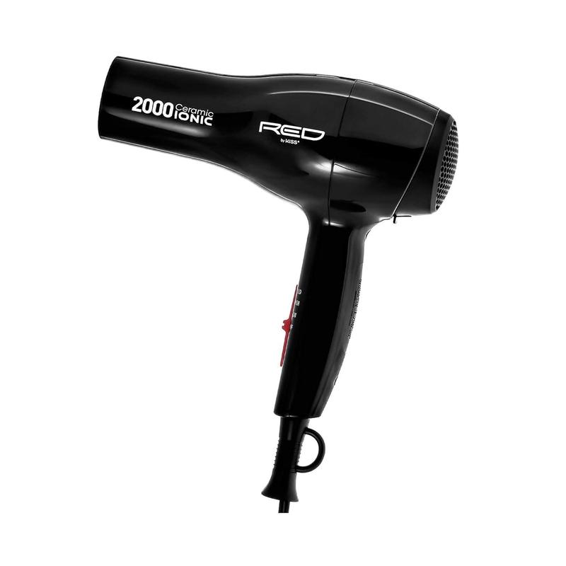 Red by Kiss 2000 Ceramic Ionic Hair Blow Dryer 2 Bonus Detangler Pik included Professional 3 Setting Heat Speed