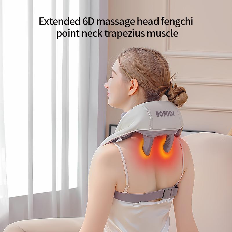 Bomidi Kneading Neck Massager 6D Back Neck Massager Pillow with Heat Cordless Electric Enjoy It Neck Massager,Massage Pillow for Neck,Back,Shoulder, Leg,Deep Massage at Home for Muscle Relaxation