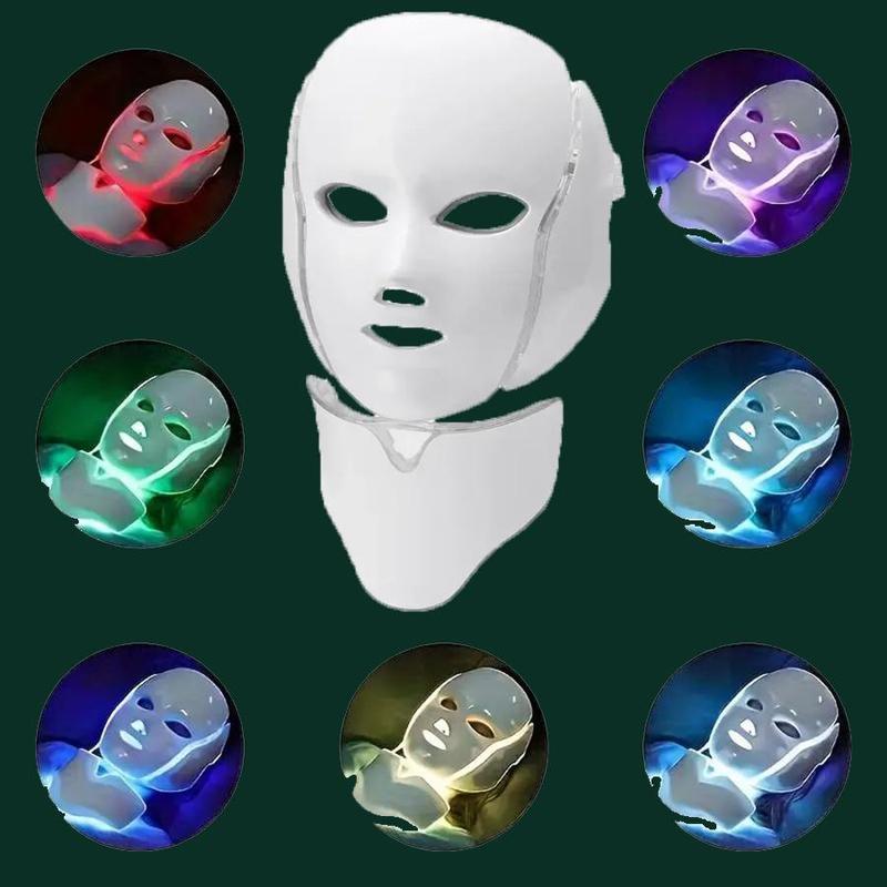 LED Light Facial Mask, 1 Count 7 Color LED Light Facial Mask, Professional Facial Beauty Instrument for All Skin Types, Daily Skincare Beauty Tool