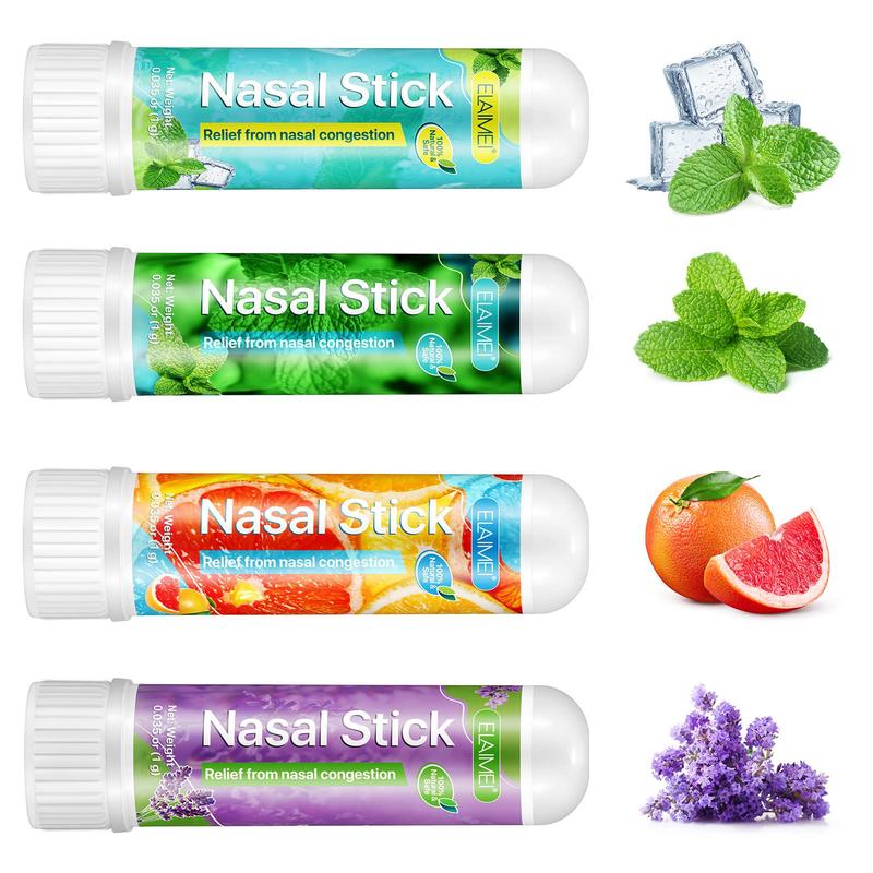 Nasal Stick, 4 Counts box Nasal Inhalation Stick, Wintermint, Mint, Tropical, Lavender Four Flavors, Portable & Easy To Use, Nasal Care Product, Christmas Gift