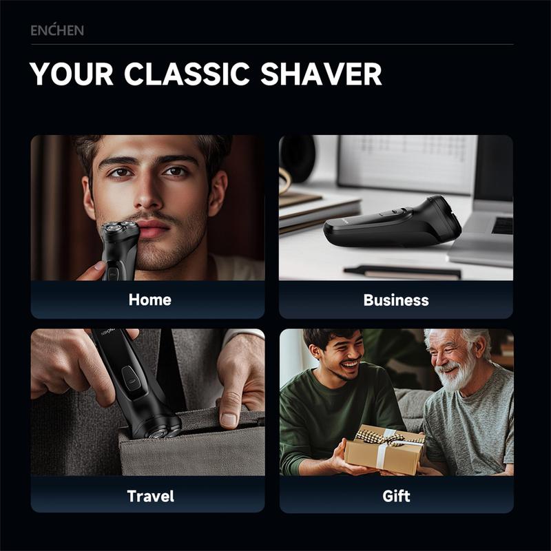 3 Blade Heads Electric Shaver, 1 Count USB-C Rechargeable Beard Trimmer, Safety Lock Beard Shaver, Precise Trimming Tool for Men