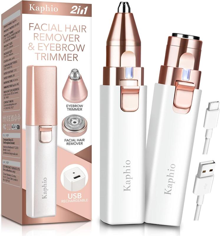 Rechargeable 2-in-1 Eyebrow & Facial Hair Remover for Women, Painless Razor with LED Light for Lips, Body & Daily Gentle Comfort