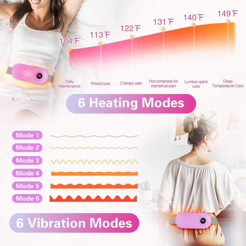 Heating Pad for Period Cramps 5000mAh, Portable Heating Pad with 6 Heating Levels and 6 Massage Modes, Menstrual Heating Pad with 3 Timer Auto Off Set