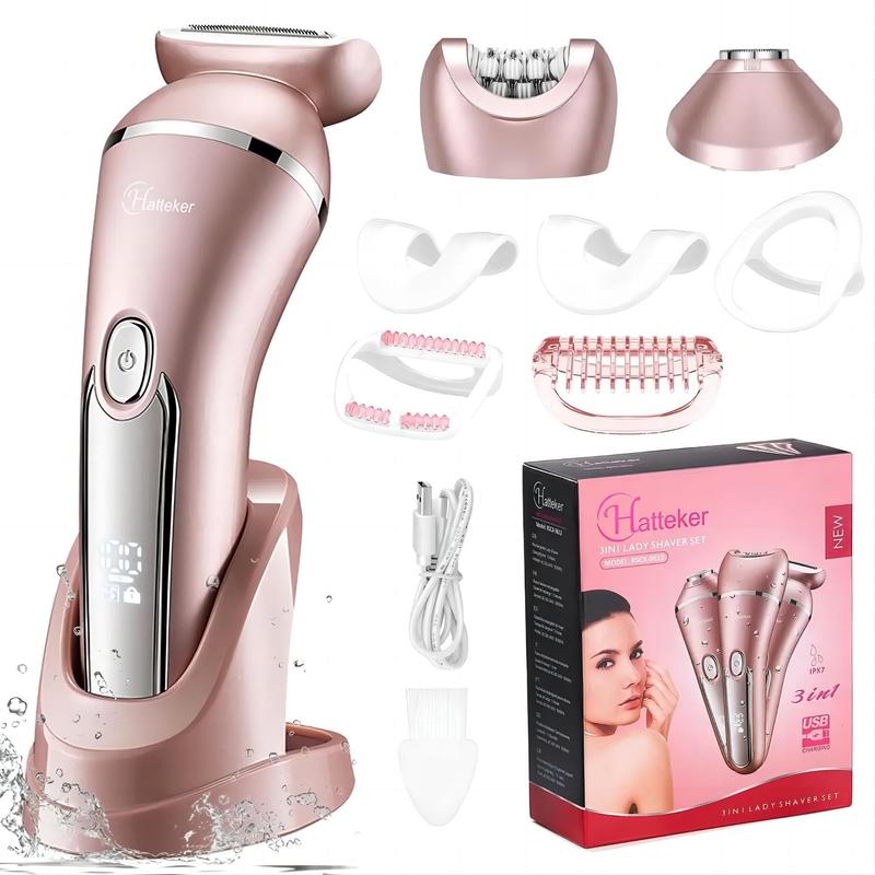 3-in-1 Electric Shaver for Women, 1 Set Electric Razor for Arm Leg Armpit Bikini, Cordless Rechargeable Hair Remover, Electric Epilator, Ipx7 Waterproof Wet & Dry Use, Christmas Gift, Fall Essentials, Ideal Winter Gift