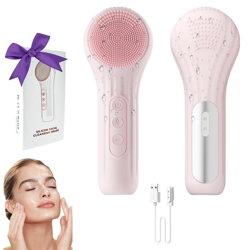 Rechargeable Hot Compress Massage, Silicone Facial Cleanser, Heatable Vibrating Face Scrubber with Massage, USB Rechargeable,Silicone Face Scrubber for Women & Men, Comfort Face Care Products, Holiday Gift