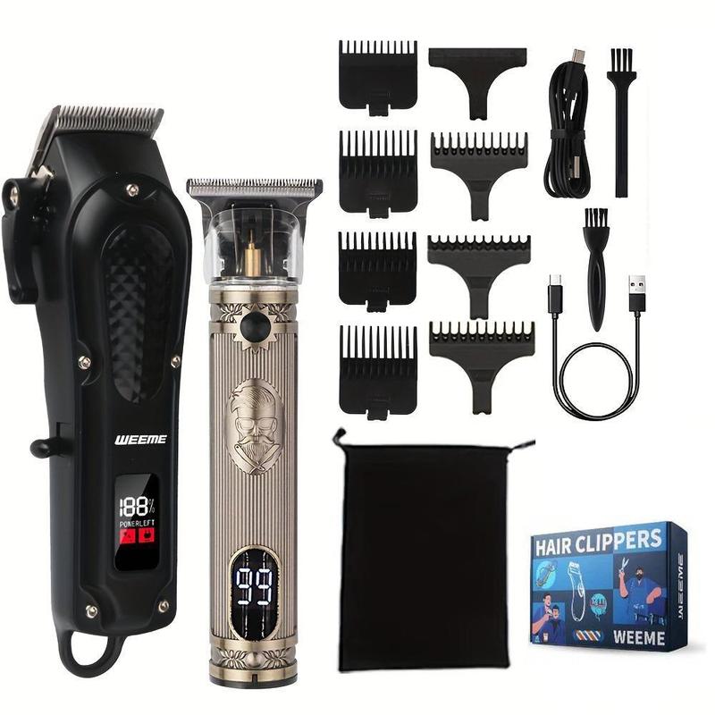 Professional Hair Clipper Kit, 1 Set USB Rechargeable Hair Clippers with 8 Limiter Combs & 2 USB Data Cables & 2 Brushes & 1 Comb & 1 Storage Bag, Hair Trimmers for Men, Hair Styling Tools, Barber Equipment, Barber Kit