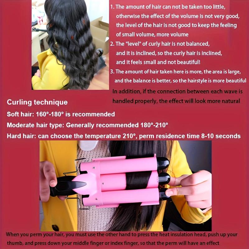 Three-barrel Ceramic Jumbo Waver, Hair Curling Iron, Hair Styling Tool for Women & Girls, Ideal Gift for Women