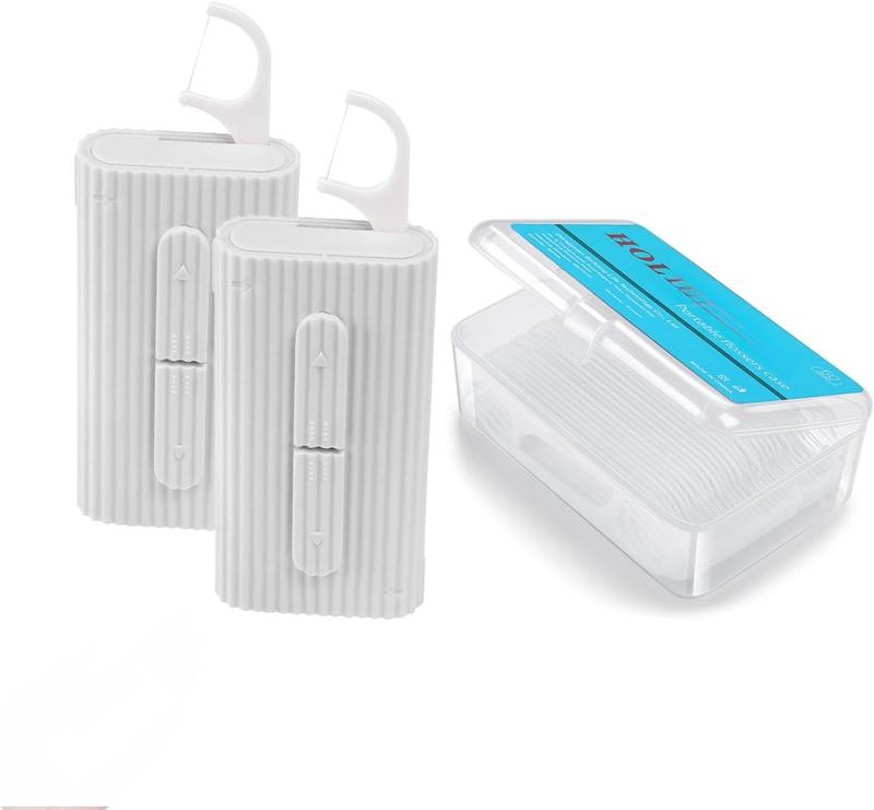 Portable  Floss Picks Dispenser 2Box,Travel Floss Storage Case with  Toothpicks Flosser Sticks 80 Count,Portable Floss Case for  Care  Cleaning  Tool (Whit)