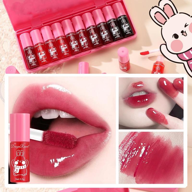 Long-lasting Lip Gloss, 10pcs set Moisturizing Lip Glaze, Glossy Lip Glaze Stick, Plumping Lip Oil Lip Stick for Girls & Women