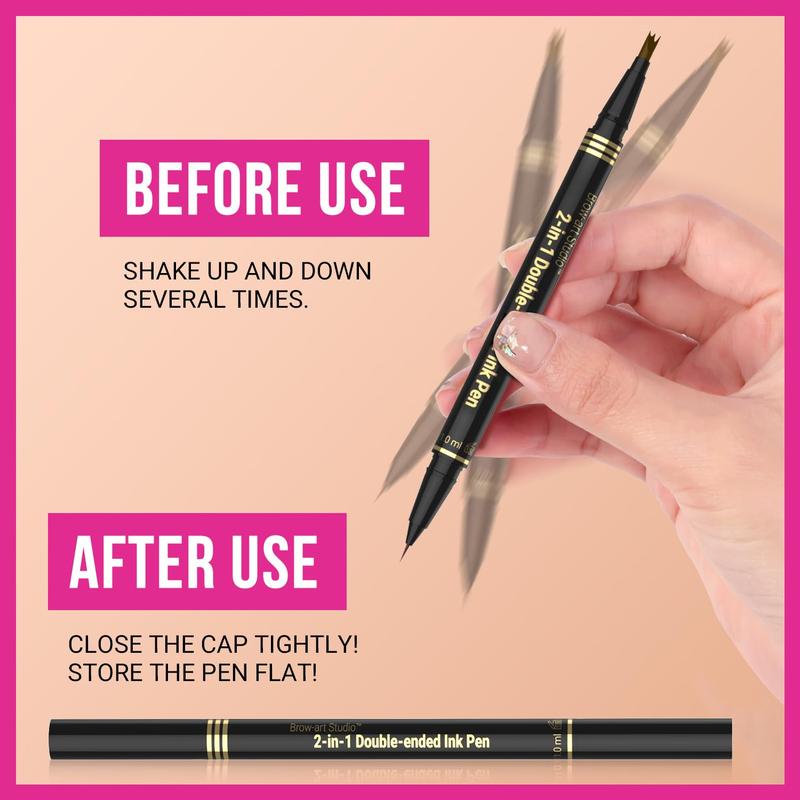 iMethod Microblading Eyebrow Pencil - Brow Pen 2-in-1 Dual-Ended Brow Pen with 3-Prong Micro-Fork-Tip Applicator, Precise Brush-Tip, Makeup Cosmetic