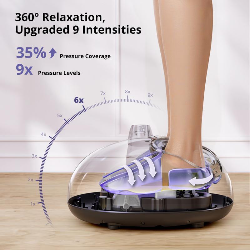 Foot Massager with Heat, Electric Shiatsu Feet Massage Machine for Circulation and Pain relief, 3 Vibrations&9 Intensities, 6 Timing Options, Up to Size 13, Purple