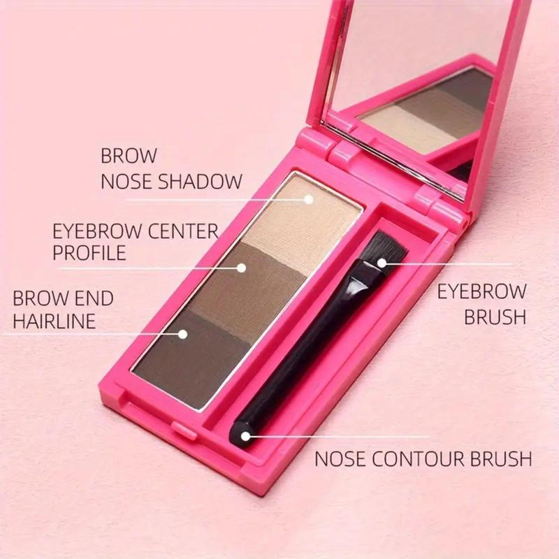 3 Color Eyebrow Powder with Brush, 1 Box Long Lasting Waterproof Eyebrow Powder, Natural Eyebrow Makeup Tool for Women