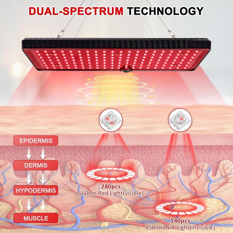 Red Light Therapy Lamp, Infrared Light Therapy Device with Stand, 660nm Red and 850nm Near Infrared Red Light Therapy for Body and Face, Pain Relief, Skin Care