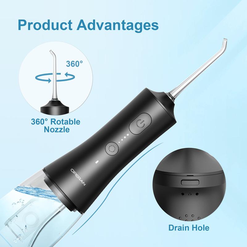 Operan Water Flossers - Upgraded 300ml Cordless Water Pick Portable Rechargeable Oral Irrigator with 4 Modes 4 Jet Tips IPX7 Waterproof Dental Floss for Home Travel