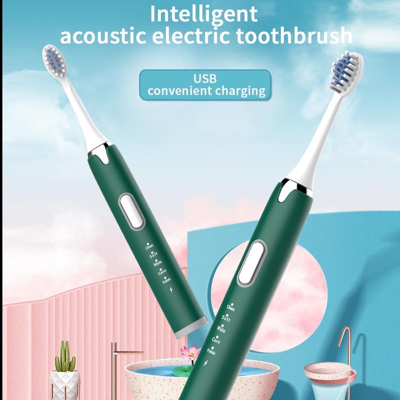 2pcs Rechargeable Electric Toothbrush & 6pcs Brush Head, Portable Teeth Cleaning Brush For Adults