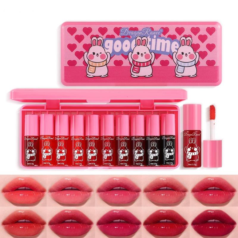 Long-lasting Lip Gloss, 10pcs set Moisturizing Lip Glaze, Glossy Lip Glaze Stick, Plumping Lip Oil Lip Stick for Girls & Women