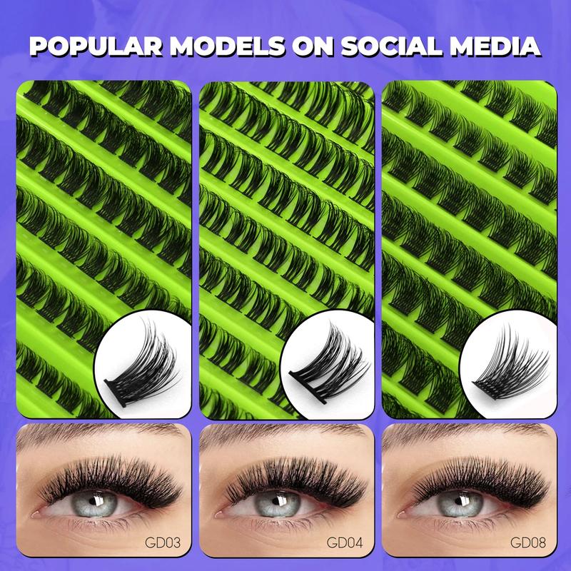 GROINNEYA Cluster Lashes Natural Eyelash Extension Volume Individual Lashes Mixed Tray Faux Mink Lashes Cilias Makeup GROINNEYA