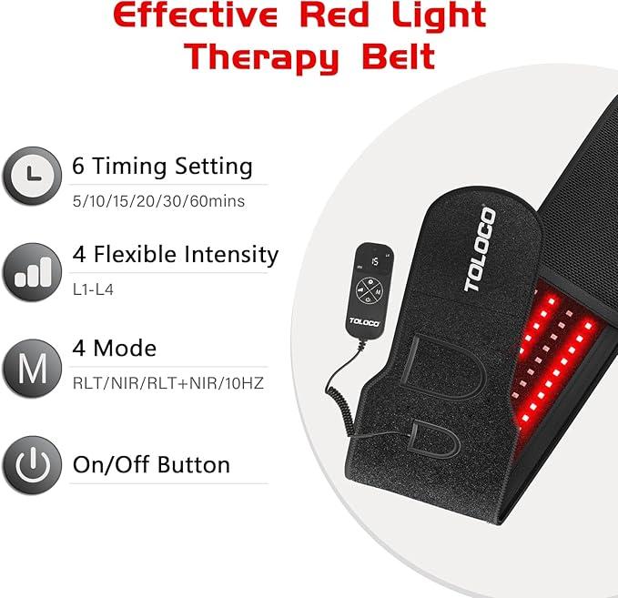 Red Light Therapy for Body Infrared Light Therapy Belt for Shoulder Waist, Upgraded 3 in 1 Led Beads, 660nm&850nm Near Infrared Light ,Timer Function