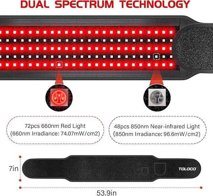 Red Light Therapy for Body Infrared Light Therapy Belt for Shoulder Waist, Upgraded 3 in 1 Led Beads, 660nm&850nm Near Infrared Light ,Timer Function