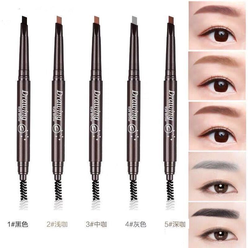 Double-ended Automatic Eyebrow Pencil with Brush, 5 Counts set Long-lasting Waterproof Natural Eyebrow Pencil, Eye Makeup Cosmetics for Women