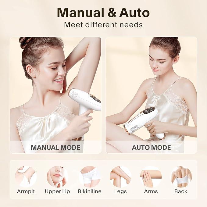 Laser Hair Removal Device, Customized Mode, Comfortable, Permanent Hair Removal Female Epilator, Portable Body Razor for Face, Underarms, Arms