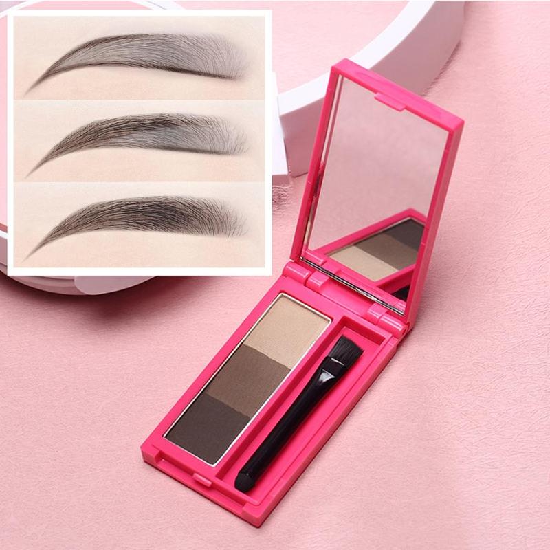 3 Color Eyebrow Powder with Brush, 1 Box Long Lasting Waterproof Eyebrow Powder, Natural Eyebrow Makeup Tool for Women