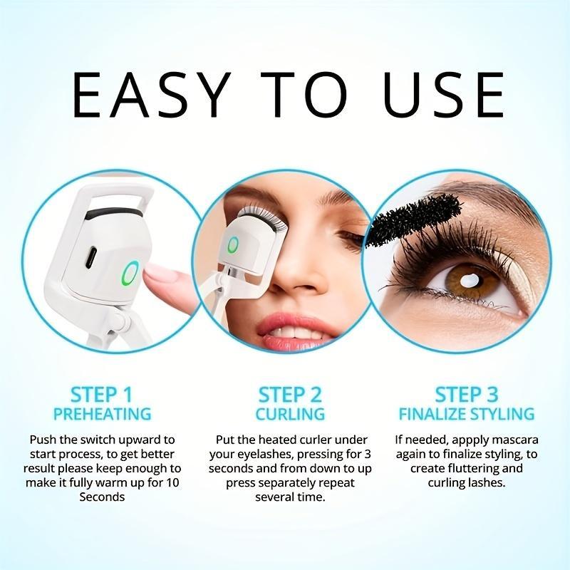 Portable Electric Eyelash Curler, 2 Temperature Mode Electric Heated Eyelash Curler, Professional Makeup Tool for Women & Girls