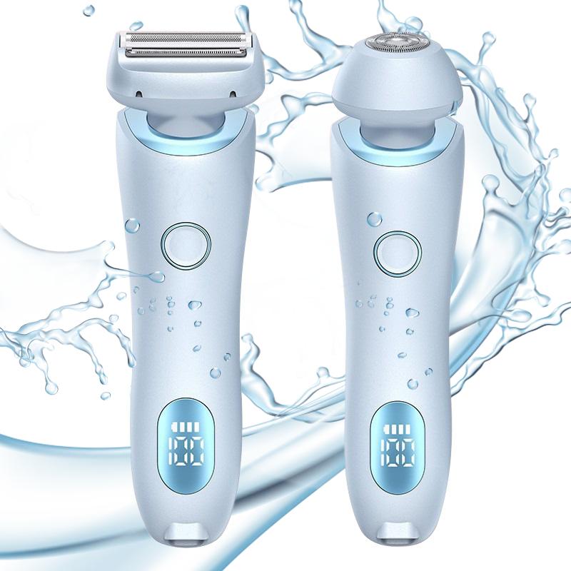 2 in 1 electric shaver for girls and women, suitable for underarms, bikini, face and legs trimmer, IPX7 waterproof, wet and dry, removes hair from the root, (USB charging cable, epilator, replacement blade, cleaning brush), detachable blade, USB charging