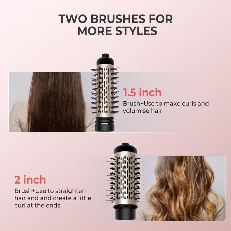 3 in 1 Rotating Hair Dryer Brush, 1 Box Round Hot Air Spin Brush Set with Detachable Auto-rotating Curling Brush, Hair Styling Tool for Women & Girls