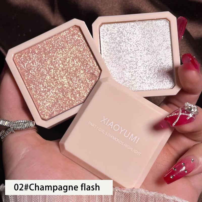 2 Color Highlight Makeup Palette, 2 in 1 Glitter Highlighter Makeup Highlighter, Shimmering Pearly Makeup Powder, Facial Contouring Makeup Products