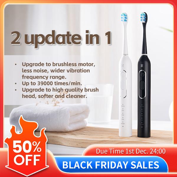 Electric toothbrush + 1 host & 8 3D brush heads + 5 brushing modes+ control vibration frequency  + 39000 times min + travel box + IPX7 waterproof + long battery life