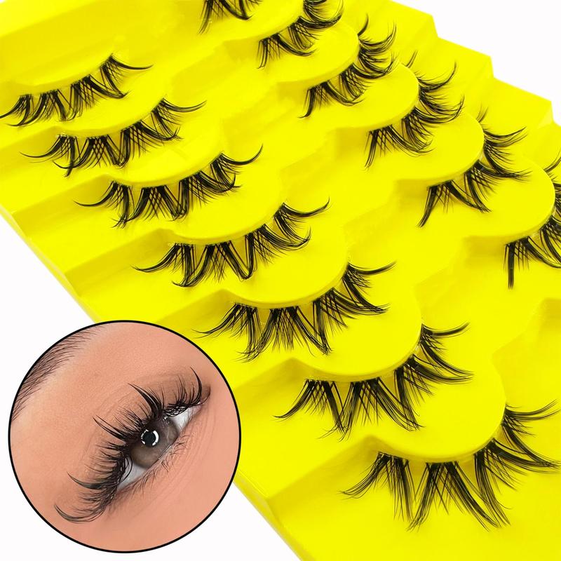 Natural False Eyelashes, 7 Pairs Wispy Faux Cluster Lashes, Volumized False Eyelashes for Women and Girls Eye Makeup Enhancement, Christmas Gift