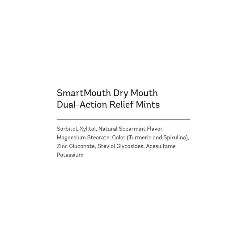 SmartMouth Dry Mouth Bundle for Dry Mouth Relief - 3 Pack Dual-Action Mints, 50 Count OR 1 Dry Mouth Mouthwash + 1 Pack Dual-Action Mints Oral