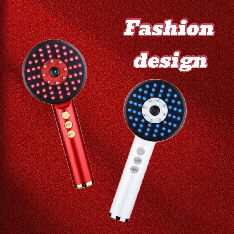 Electric Scalp Massager Comb,Fashion Hair Brush,  Scalp Hair Care Comb Red and White,  Portable Head Massage Comb, Best Gift for Girls