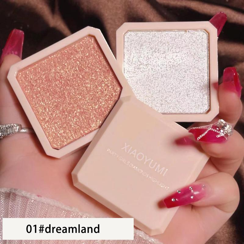 2 Color Highlight Makeup Palette, 2 in 1 Glitter Highlighter Makeup Highlighter, Shimmering Pearly Makeup Powder, Facial Contouring Makeup Products