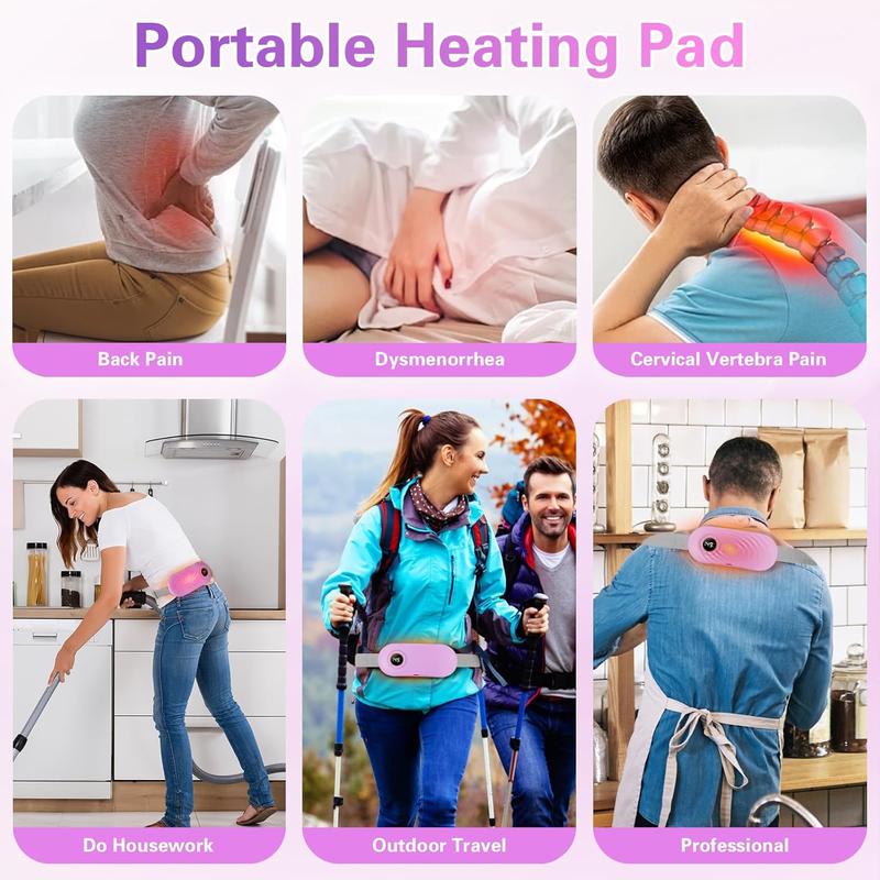 Heating Pad for Period Cramps 5000mAh, Portable Heating Pad with 6 Heating Levels and 6 Massage Modes, Menstrual Heating Pad with 3 Timer Auto Off Set