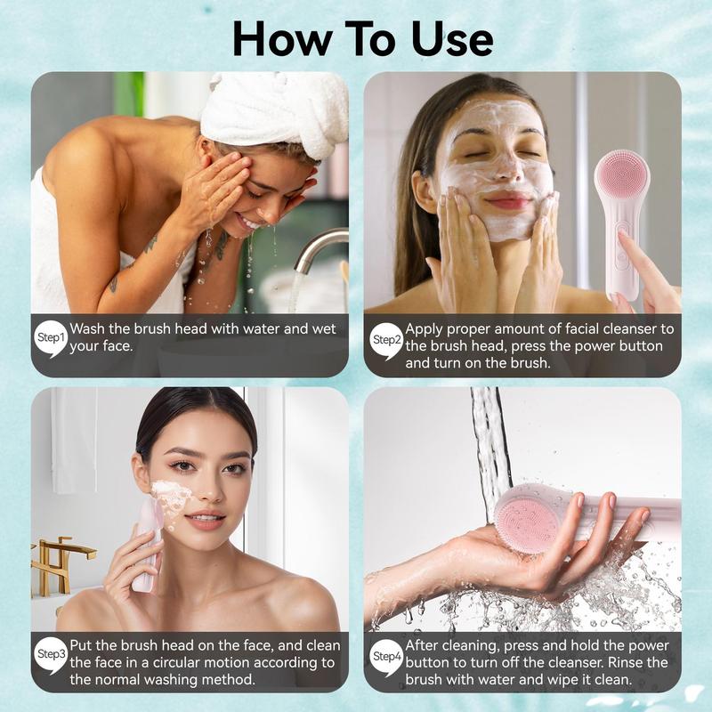 Rechargeable Hot Compress Massage, Silicone Facial Cleanser, Heatable Vibrating Face Scrubber with Massage, USB Rechargeable,Silicone Face Scrubber for Women & Men, Comfort Face Care Products, Holiday Gift