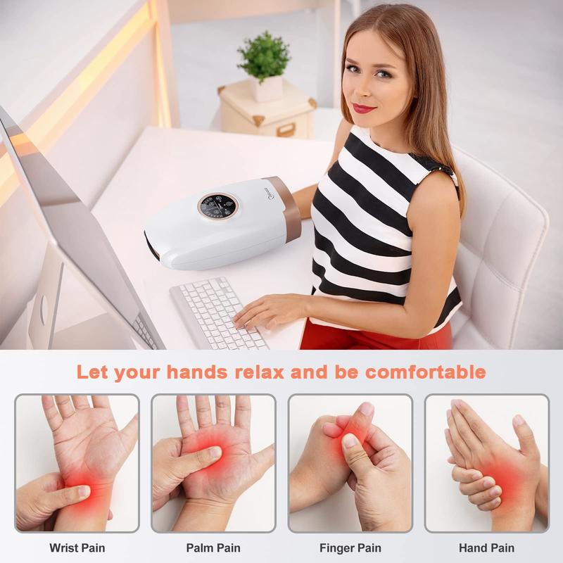 Cordless Electric Hand Massager for Arthritis and Carpal Tunnel Relief, 6 Levels Hand Therapy with Heat and Compression, Finger and Wrist Massager Machine for Pain Relief Gift for Mom Gift for Father