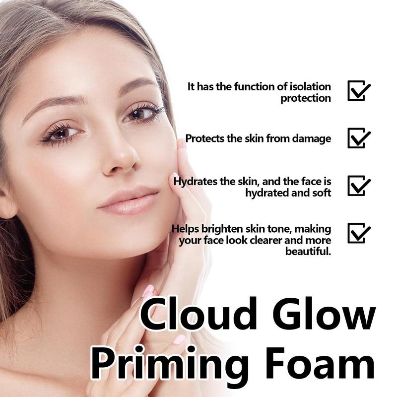 27ML Cloud Glow Primer, Moisturizing Makeup Primer, Hydrating Face Priming Foam, Makeup Base Primer, Face Makeup Product for Women & Girls