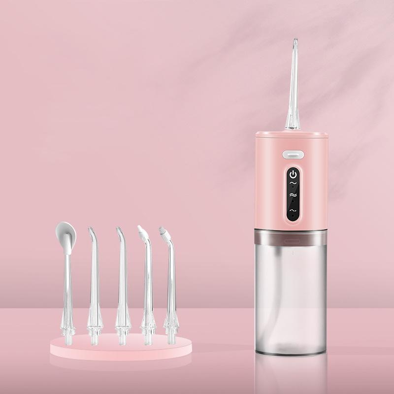 Portable Electric Oral Irrigator with 5 Nozzle Head, Pulse Floss Handheld Portable Dental Scaler Oral Cleaner for Home and Travel