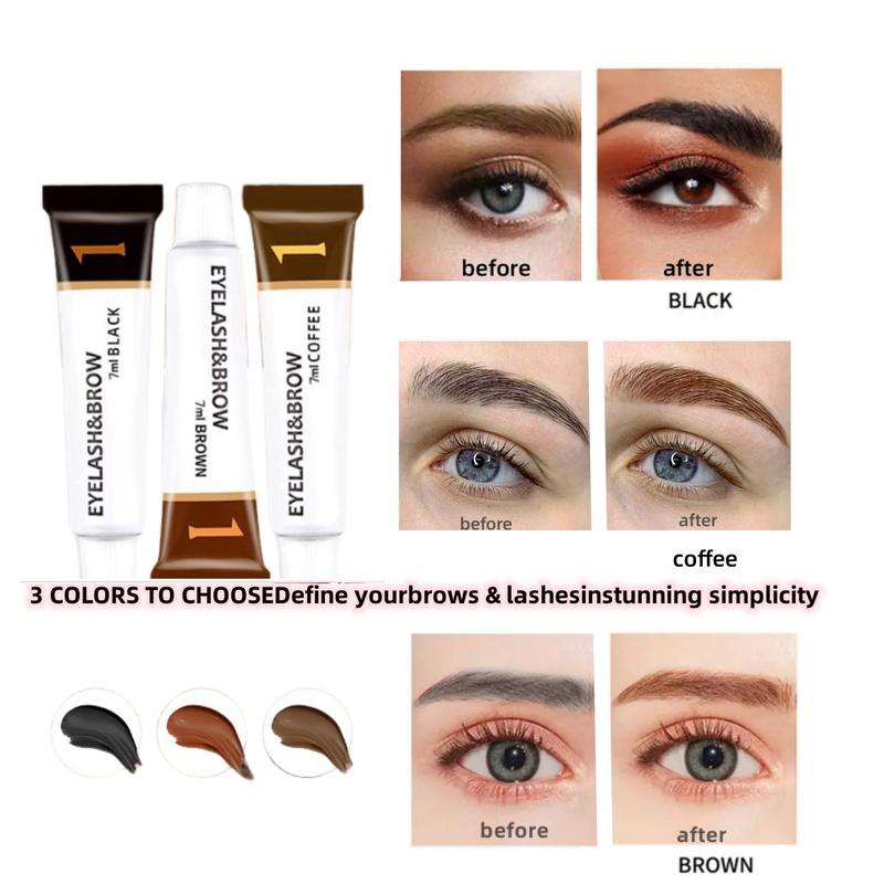 Semi-Permanent Eyelash Eyebrow Tint Kit 2 in 1 Waterproof Quick Tint Eyebrow Enhancement Long Lasting Black Brown Eyebrow Cosmetic Makeup