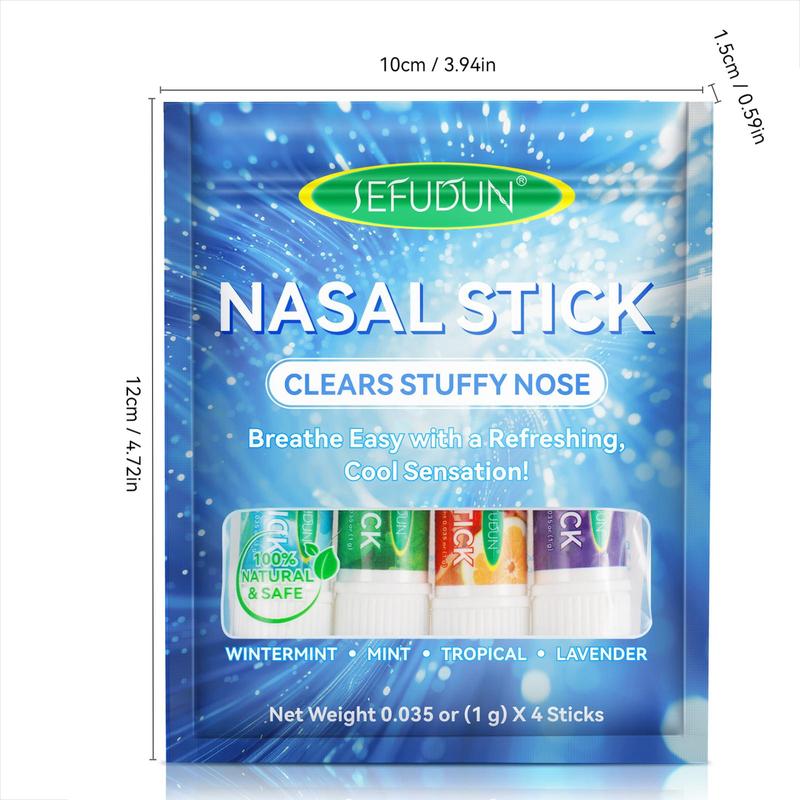 Nasal Stick, 4 Counts set Portable Nasal Congestion Relief Roll-on Sticks for Daily Use, Nasal Care Product for Women & Men, Christmas Gift