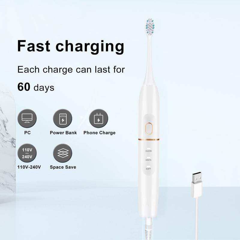 Electric Toothbrush Set, Comes with 8 Brush Heads & Travel Case,4 Modes with 2 Minutes Built in Smart Timer, One Charge for 60 Days, 42000 VPM Motor (Pink)