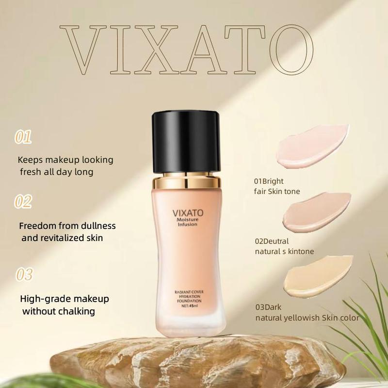 VIXATO Flawless Finish Lightweight LiquidFoundation for Buff and Elegant Radiance,Breathable Makeup for lmproves Uneven SkinTone, Cruelty-Free ，Lightweight, MediumCoverage Vegan & Cruelty-Free ConcealerCosmetic VIXATO  foundation luxury